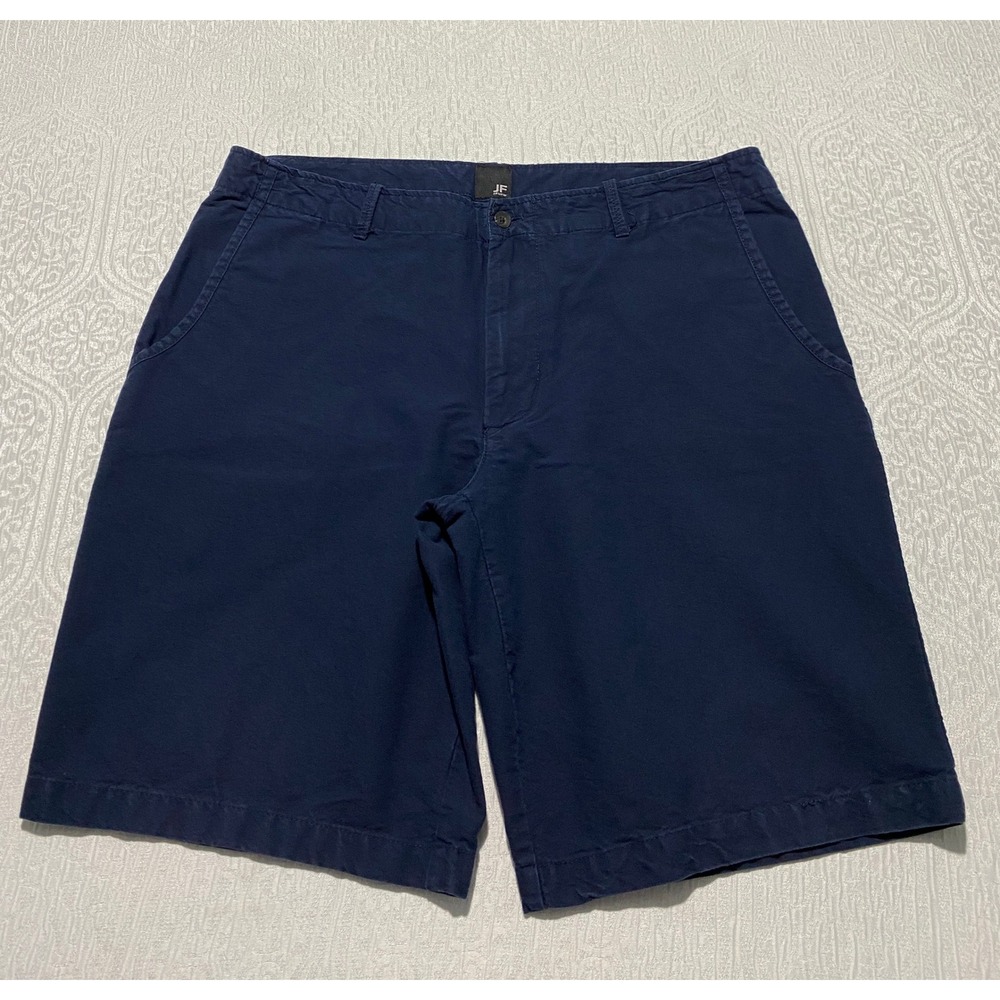 JF J.Ferrar Mens Navy Blue 100% Cotton Flat Front Chino Shorts Size 36‎ RN 93677